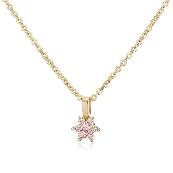 Light Luxury Copper Inlaid Zirconia Flower Petal Necklace For Women With O Chain