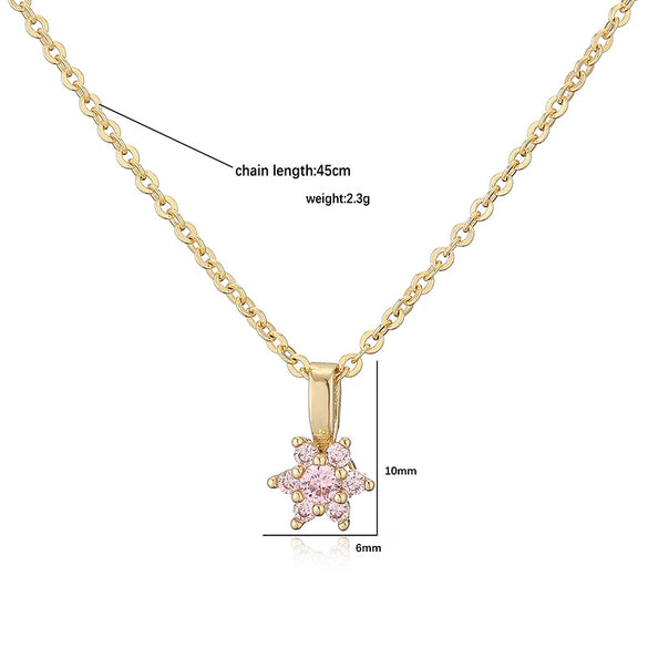 Light Luxury Copper Inlaid Zirconia Flower Petal Necklace For Women With O Chain