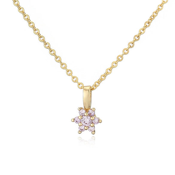 Light Luxury Copper Inlaid Zirconia Flower Petal Necklace For Women With O Chain