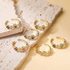 Light Luxury Copper Inlaid Zirconia Four Leaf Clover Flower Petal Opening Adjustable Women's Ring