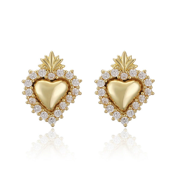 Light Luxury Copper Inlaid Zirconium Heartshaped Jewelry Set For Women With Heart Water Drop Bell Patterns