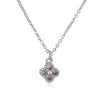Light Luxury Copper Insert Zirconia Four Leaf Clover Flower Pendant O Chain Women's Necklace