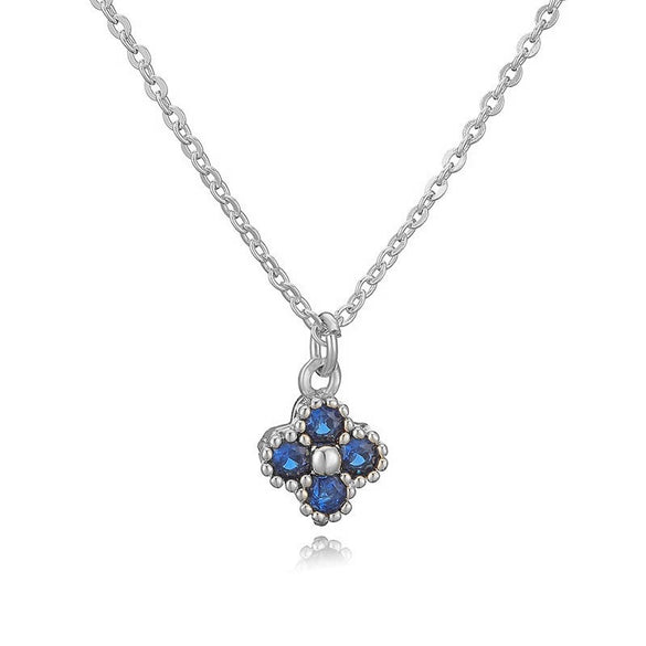 Light Luxury Copper Insert Zirconia Four Leaf Clover Flower Pendant O Chain Women's Necklace
