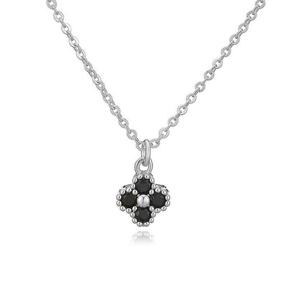Light Luxury Copper Insert Zirconia Four Leaf Clover Flower Pendant O Chain Women's Necklace