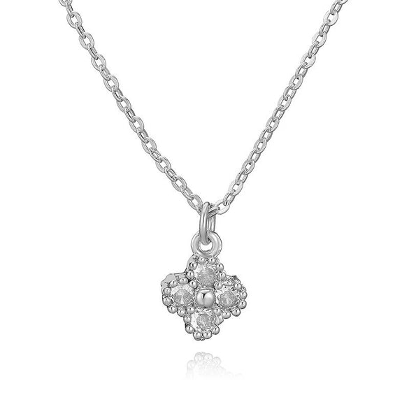 Light Luxury Copper Insert Zirconia Four Leaf Clover Flower Pendant O Chain Women's Necklace