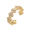 Light Luxury Copper Insert Zirconia Four Leaf Clover Opening Adjustable Ladies Ring With Geometric Pattern