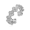 Light Luxury Copper Insert Zirconia Four Leaf Clover Opening Adjustable Ladies Ring With Geometric Pattern