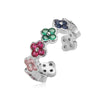 Light Luxury Copper Insert Zirconia Four Leaf Clover Opening Adjustable Ladies Ring With Geometric Pattern