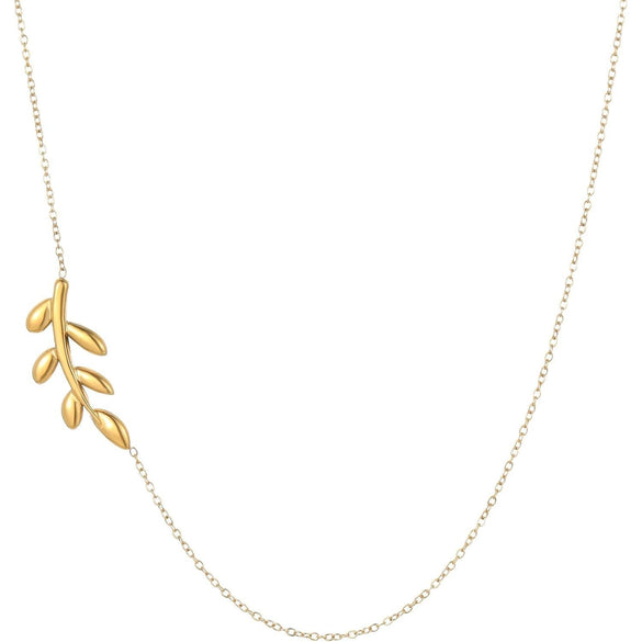 Light Luxury Copper Leaf Necklace For Women With Electroplated Pendant And Regular Chain Simple Versatile Plant Style Jewelry