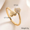 Light Luxury Copper Plated 18K Gold Zircon Love Leaf Opening Ring For Women With Geometric Pattern