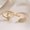 Light Luxury Copper Plated 18K Gold Zircon Love Leaf Opening Ring For Women With Geometric Pattern