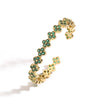 Light Luxury Copper Zirconia Four Leaf Clover Opening Adjustable Women's Bracelet
