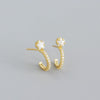 Light Luxury Cshaped S925 Sterling Silver Fivepointed Star Geometric Electroplated Earrings