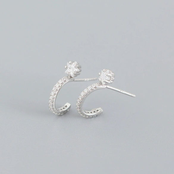 Light Luxury Cshaped S925 Sterling Silver Fivepointed Star Geometric Electroplated Earrings