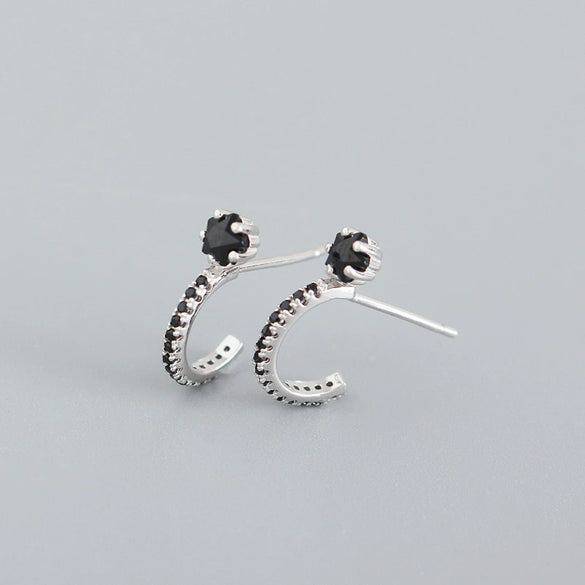 Light Luxury Cshaped S925 Sterling Silver Fivepointed Star Geometric Electroplated Earrings