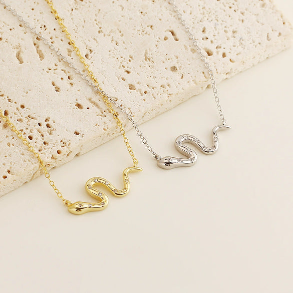 Light Luxury Design Necklace S925 Silver Spirit Snake Zodiac Electroplated For Women