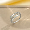 Light Luxury Design Women's Opening Adjustable Copper Ring With Full Diamond Inlaid Zircon Electroplated Heart Shape And Geometric Animal Zodiac Pattern