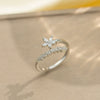 Light Luxury Design Women's Opening Adjustable Copper Ring With Full Diamond Inlaid Zircon Electroplated Heart Shape And Geometric Animal Zodiac Pattern