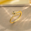 Light Luxury Design Women's Opening Adjustable Copper Ring With Full Diamond Inlaid Zircon Electroplated Heart Shape And Geometric Animal Zodiac Pattern
