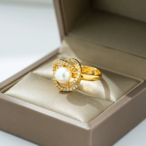 Light Luxury Design Women's Opening Adjustable Copper Ring With Full Diamond Inlaid Zircon Electroplated Heart Shape And Geometric Animal Zodiac Pattern