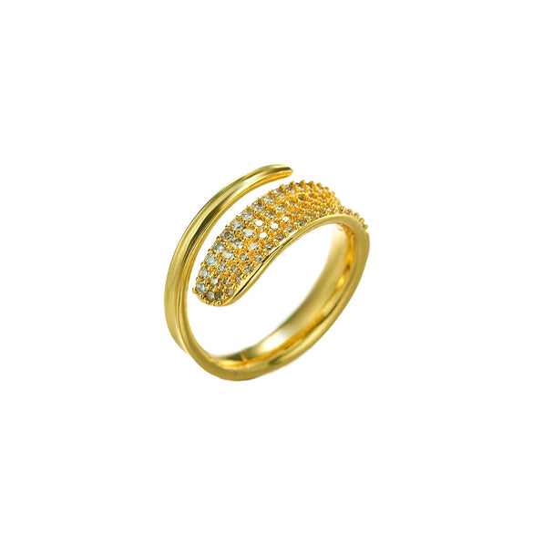 Light Luxury Design Women's Opening Adjustable Copper Ring With Full Diamond Inlaid Zircon Electroplated Heart Shape And Geometric Animal Zodiac Pattern