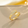 Light Luxury Design Women's Opening Adjustable Copper Ring With Full Diamond Inlaid Zircon Electroplated Heart Shape And Geometric Animal Zodiac Pattern