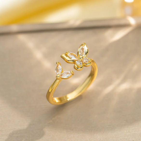 Light Luxury Design Women's Opening Adjustable Copper Ring With Full Diamond Inlaid Zircon Electroplated Heart Shape And Geometric Animal Zodiac Pattern