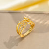 Light Luxury Design Women's Opening Adjustable Copper Ring With Full Diamond Inlaid Zircon Electroplated Heart Shape And Geometric Animal Zodiac Pattern