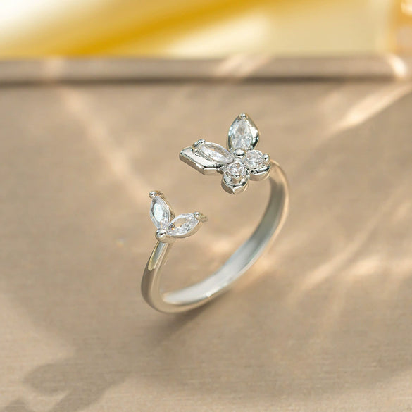 Light Luxury Design Women's Opening Adjustable Copper Ring With Full Diamond Inlaid Zircon Electroplated Heart Shape And Geometric Animal Zodiac Pattern