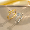 Light Luxury Design Women's Opening Adjustable Copper Ring With Full Diamond Inlaid Zircon Electroplated Heart Shape And Geometric Animal Zodiac Pattern