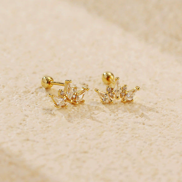 Light Luxury Diamond Earrings S925 Silver Crown Zircon For Women