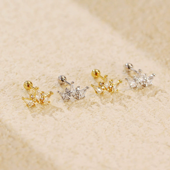 Light Luxury Diamond Earrings S925 Silver Crown Zircon For Women