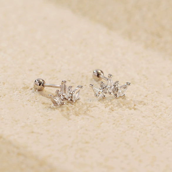 Light Luxury Diamond Earrings S925 Silver Crown Zircon For Women