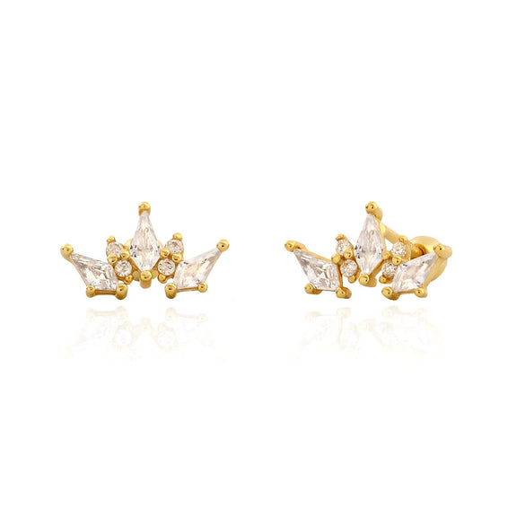 Light Luxury Diamond Earrings S925 Silver Crown Zircon For Women