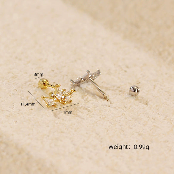 Light Luxury Diamond Earrings S925 Silver Crown Zircon For Women