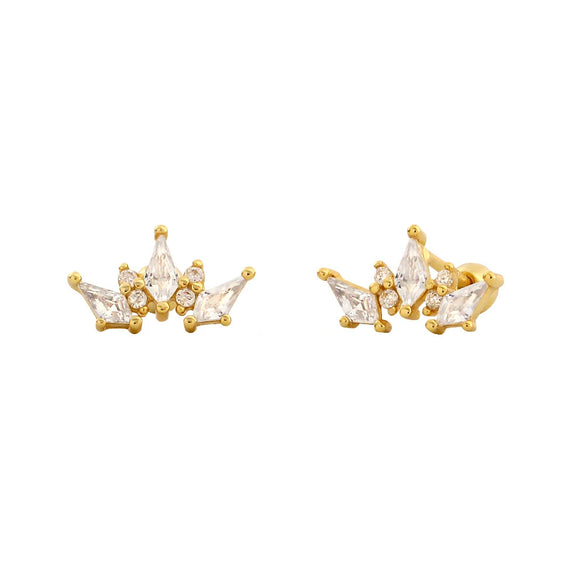 Light Luxury Diamond Earrings S925 Silver Crown Zircon For Women
