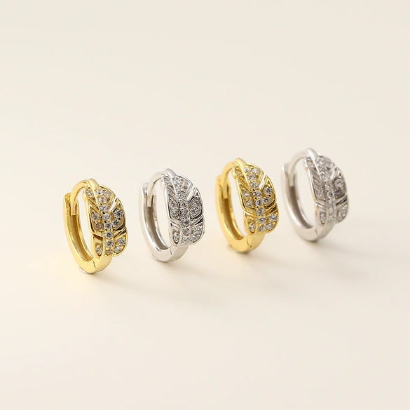 Light Luxury Diamond Earrings S925 Silver Leaves Design For Women