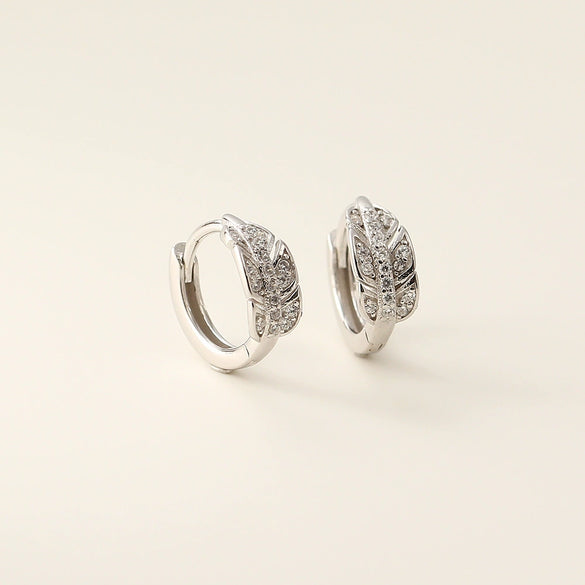 Light Luxury Diamond Earrings S925 Silver Leaves Design For Women