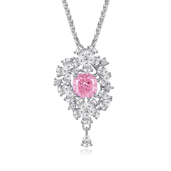 Light Luxury Diamond S925 Silver Necklace With Geometric Pattern And Chopin Chain