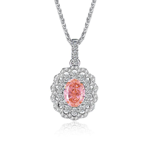 Light Luxury Diamond S925 Silver Necklace With Geometric Pattern And Chopin Chain