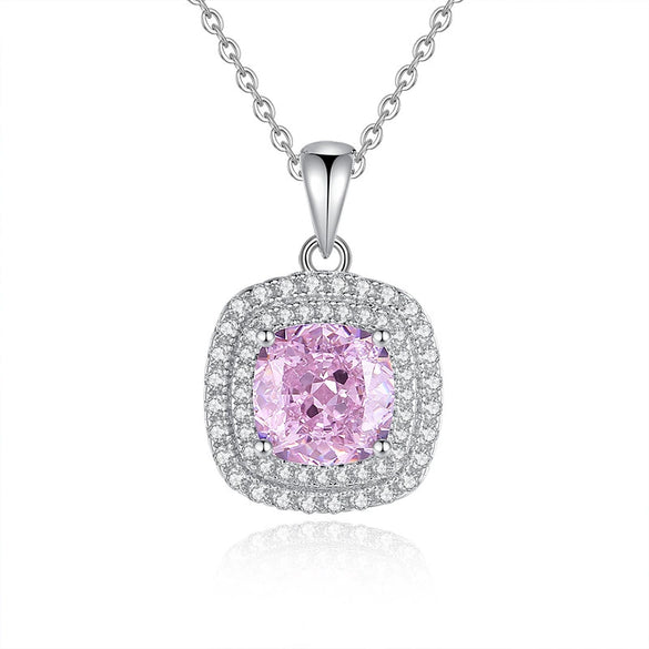 Light Luxury Diamond S925 Silver Necklace With Geometric Pattern And Chopin Chain