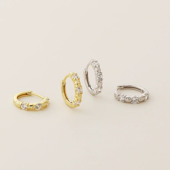 Light Luxury Ear Buckle Earrings S925 Silver Geometric Zircon Electroplated For Women