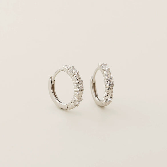 Light Luxury Ear Buckle Earrings S925 Silver Geometric Zircon Electroplated For Women