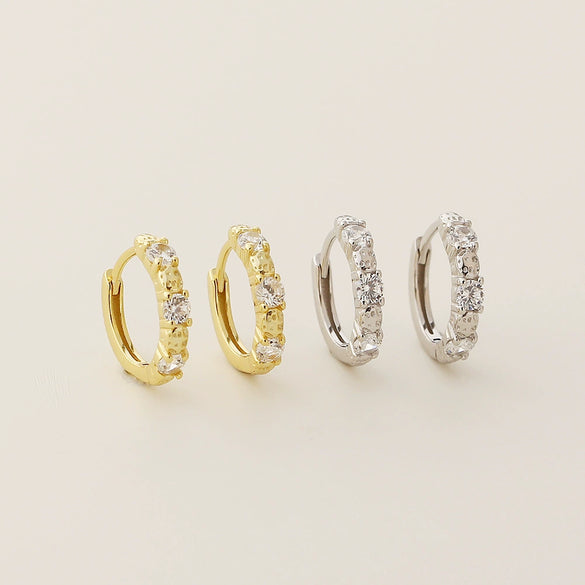 Light Luxury Ear Buckle Earrings S925 Silver Geometric Zircon Electroplated For Women