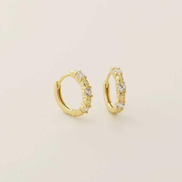 Light Luxury Ear Buckle Earrings S925 Silver Geometric Zircon Electroplated For Women