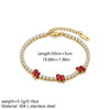 Light Luxury Elegant Red Zircon Embellished Titanium Steel Electroplated Stackable Commuter Bracelet Unisex