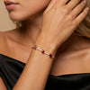 Light Luxury Elegant Red Zircon Embellished Titanium Steel Electroplated Stackable Commuter Bracelet Unisex