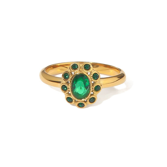Light Luxury Emerald Highgrade Diamondencrusted Simple Ins Cold Style Index Finger Ring For Women Made Of Stainless Steel With Inlaid Zircon And Geometric Design