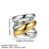 Light Luxury Exaggerated Style Geometric Titanium Steel Electroplated Women's Rings With Double Ring Cross Design For Stacking And Pairing