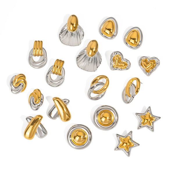Light Luxury Fashion All Match Earrings In Gold And Silver Color Matching Series Made Of Stainless Steel With Pvd Furnace Vacuum Real Gold Plating For Women